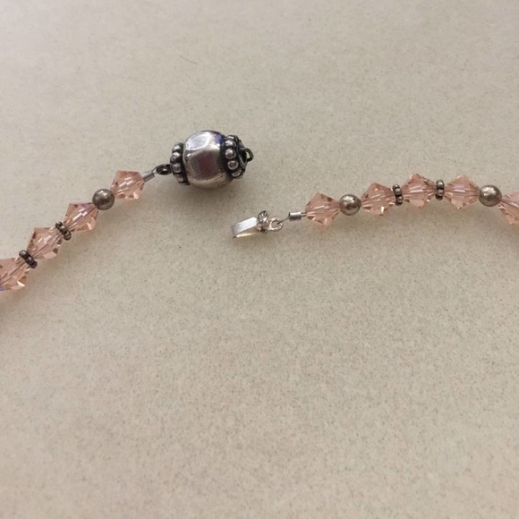Handmade Swarovski Crystal Beaded necklace Peach - Picture 3 of 3